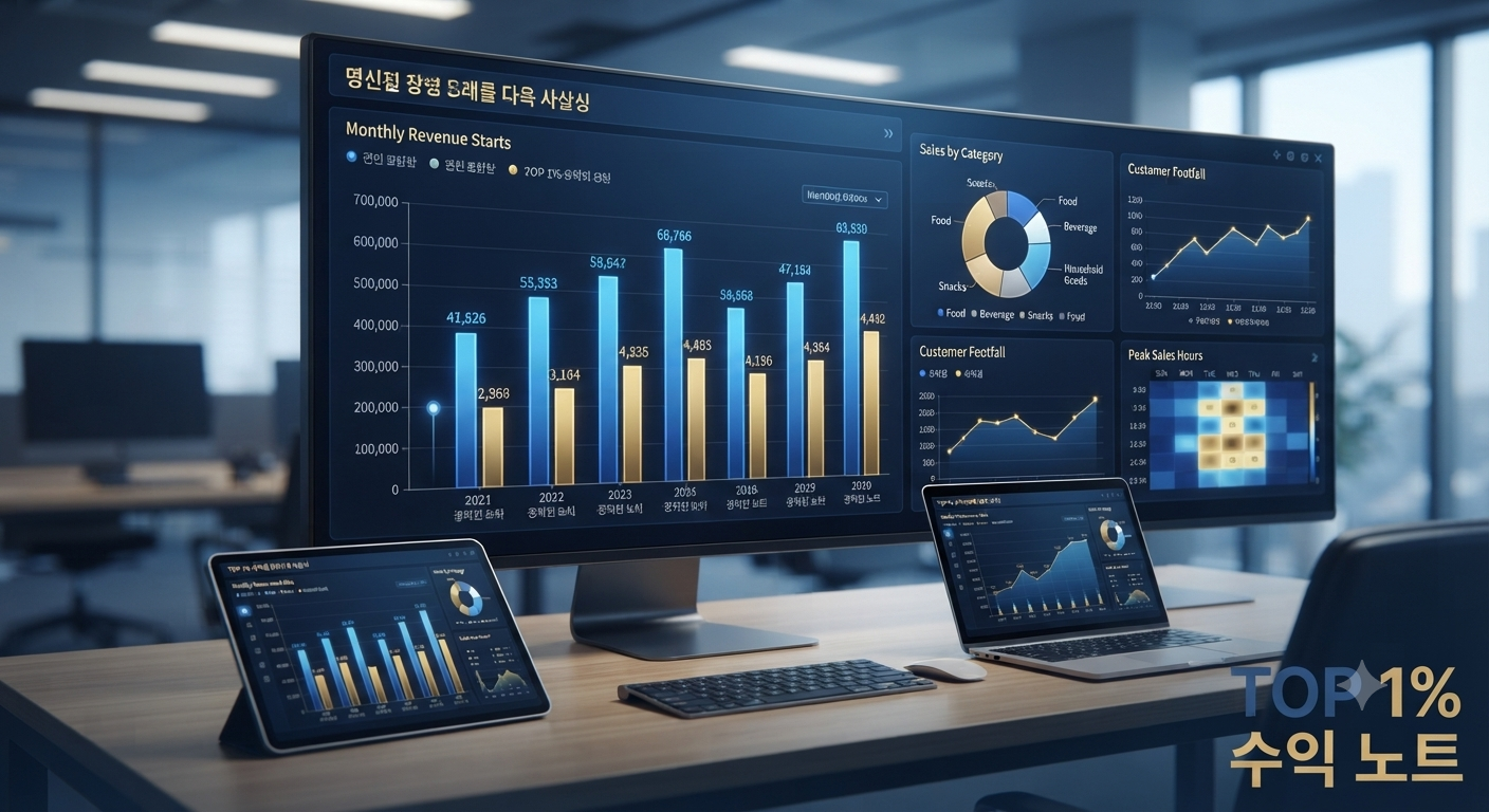 편의점 창업 비용 분석 및 [TOP 1% 수익 노트] 데이터 전문 차트